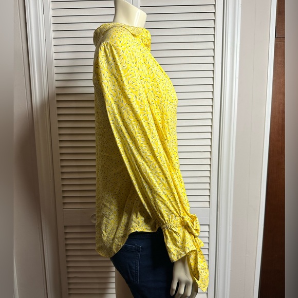 Anthropologie Maeve Blithe Sprinkle Print Collared Yellow Button Down Blouse - Picture 7 of 9